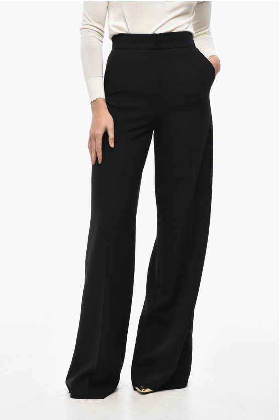 Max Mara Palazzo Leccio Pants With Satin Side Band In Black
