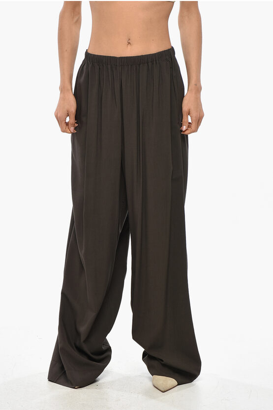 Quira Palazzo Pants With Elastic Waistband In Brown
