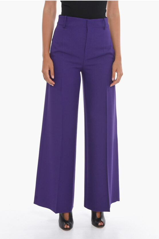 Super Blond Palazzo Trousers With Front-pleat In Purple