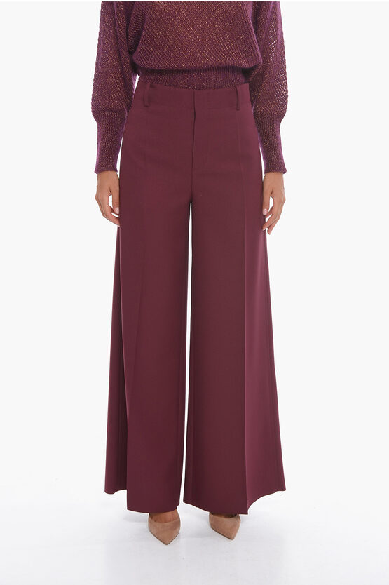 Super Blond Palazzo Trousers With Front-pleat In Burgundy