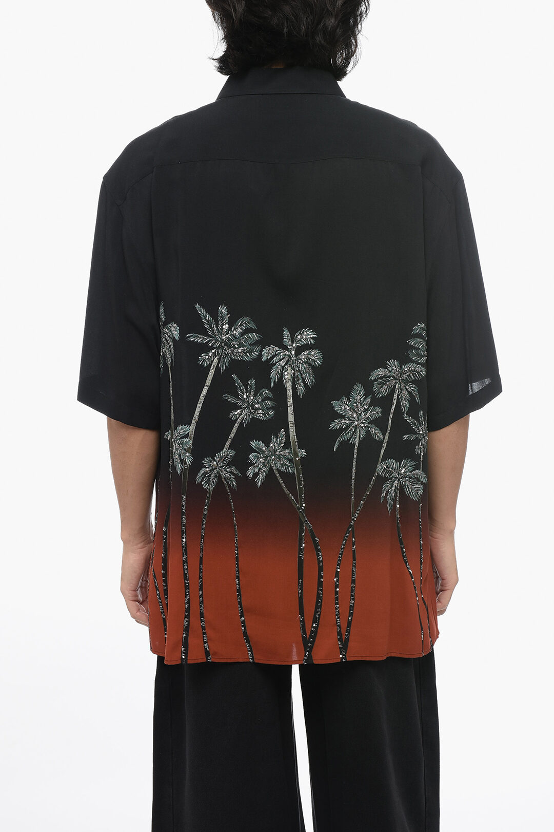 【CELINE】エディ期 22SS sunset palm tree shirt Celine Sequin-Embellished Palm Trees Printed Degrade Shirt