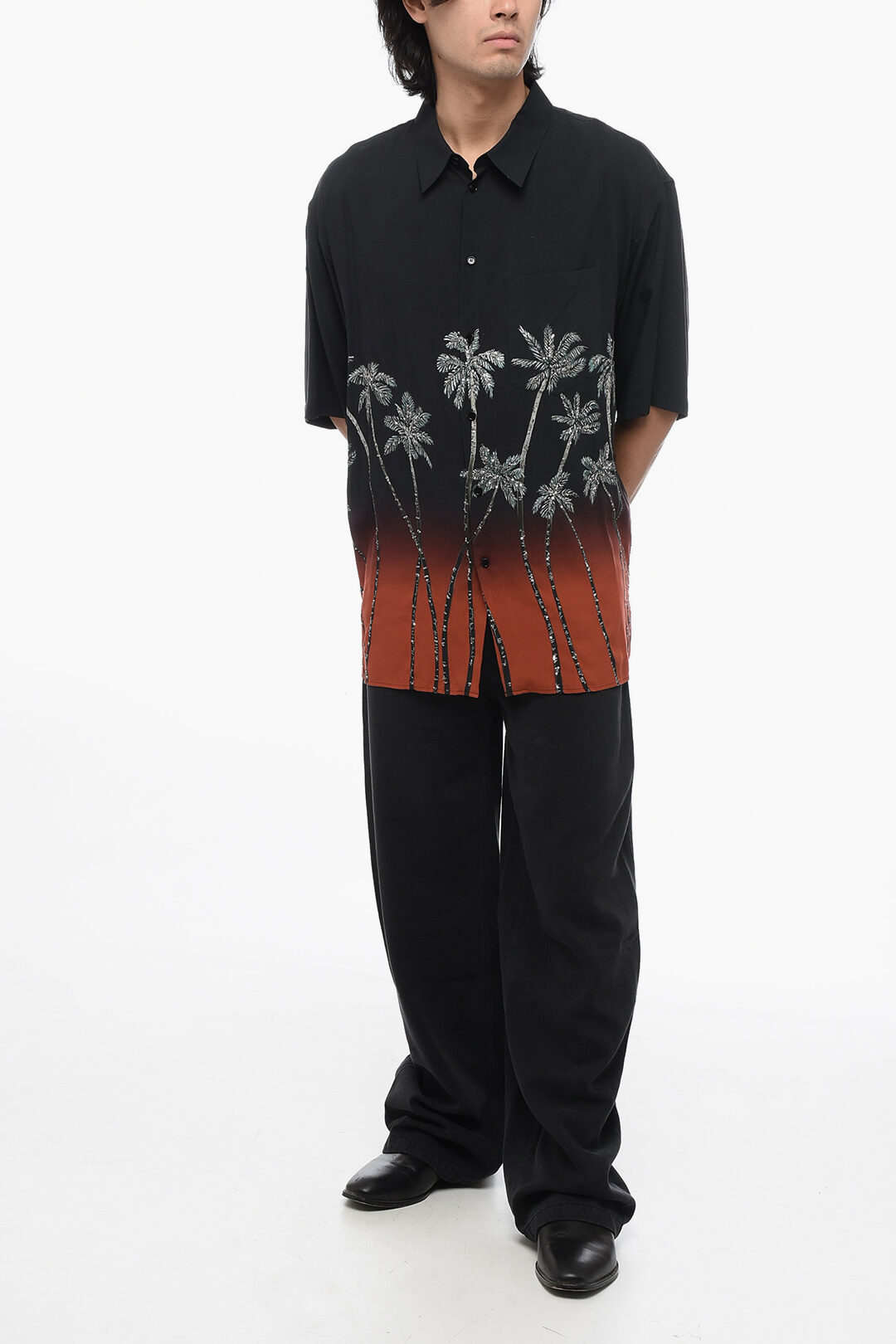 Celine Palm Print Short Sleeved Shirt men - Glamood Outlet