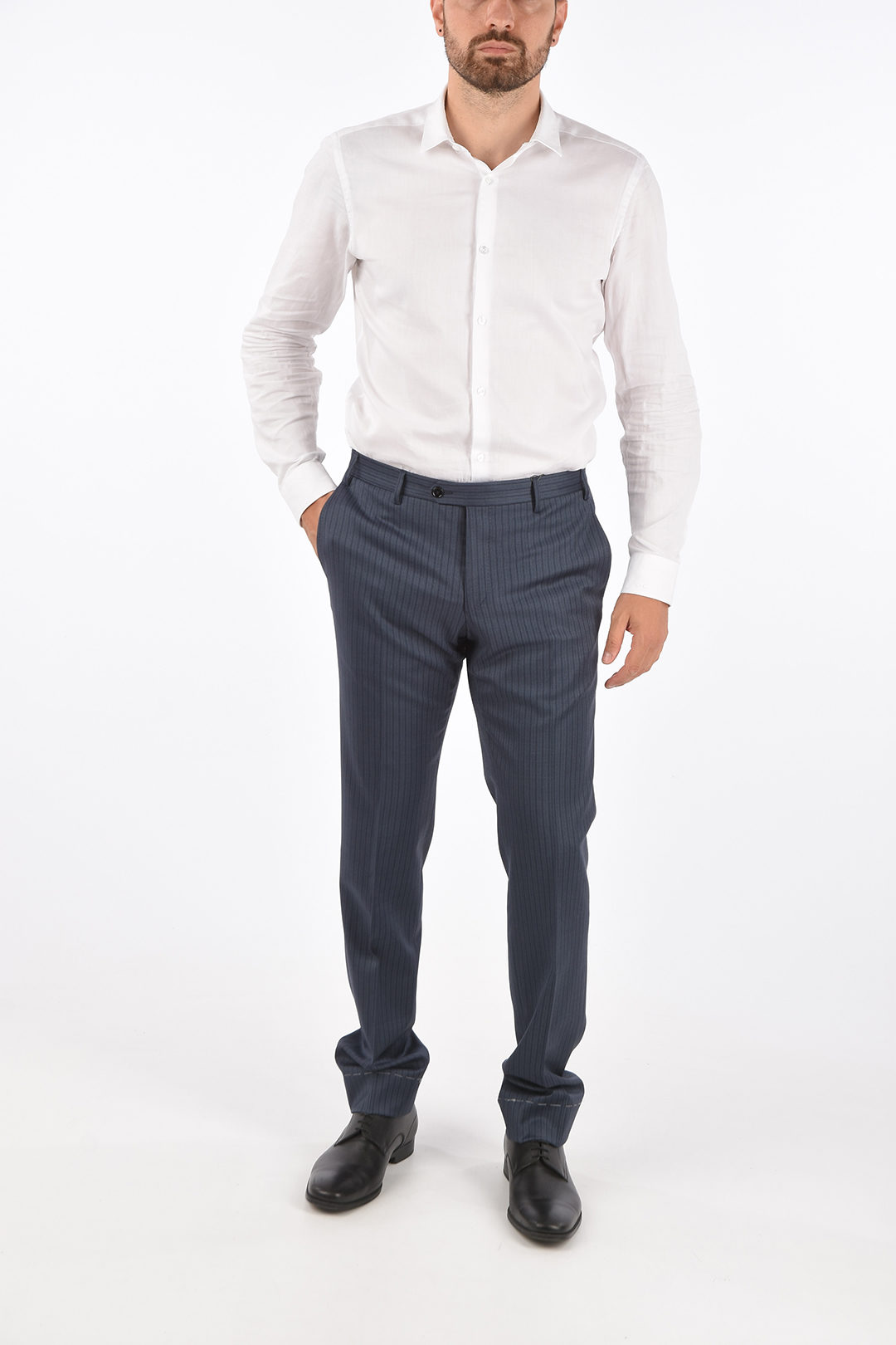 Orlo Pantaloni Formali Uomo Corneliani Pantaloni Ad Orlo Dritto