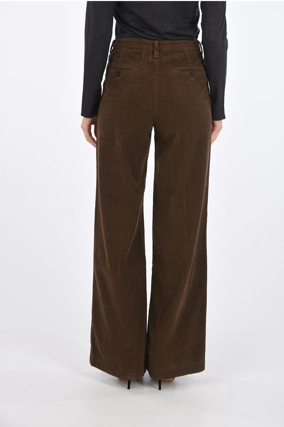 Massimo Alba pantalone palazzo LAMNA in velluto a coste a vita alta donna -  Glamood Outlet