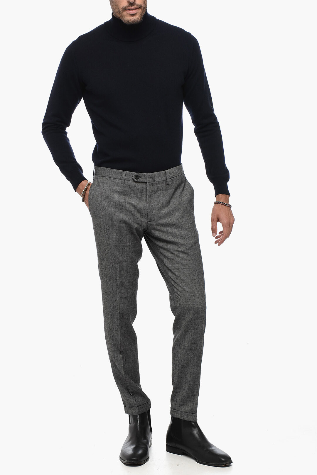 Orlo Pantaloni Uomo Con Risvolto Pantalone Uomo Coccio In Lana 100