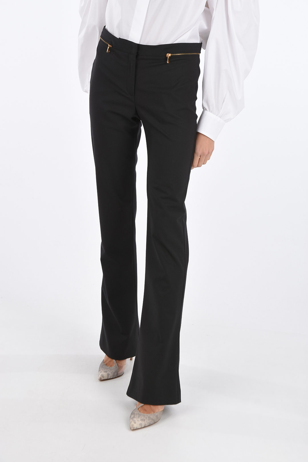 Versace Pantaloni Bootcut in Crepe con Dettaglio Cut Out donna
