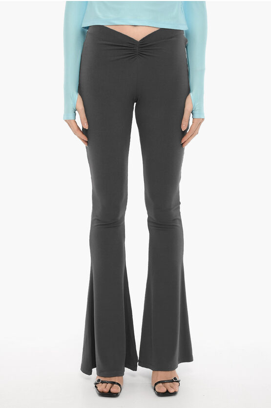 Pantaloni Bootcut in Tessuto Stretch con Elastico in Vita