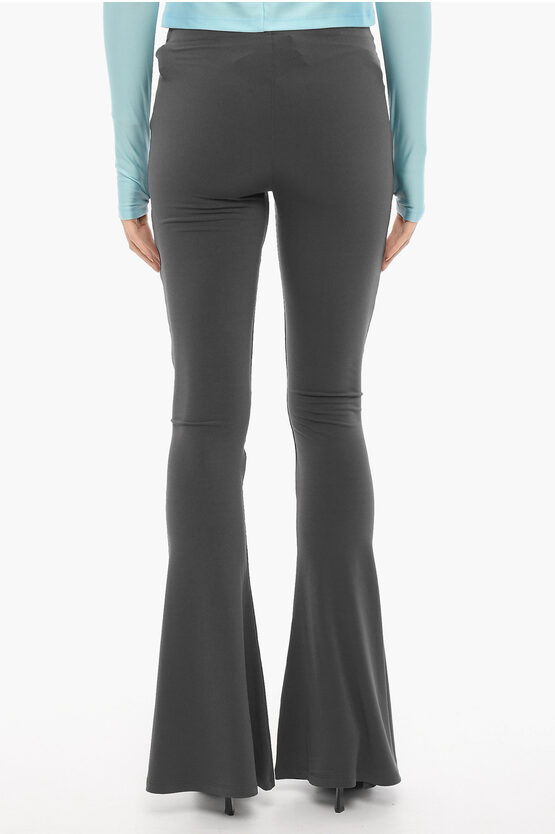 Pantaloni Bootcut in Tessuto Stretch con Elastico in Vita