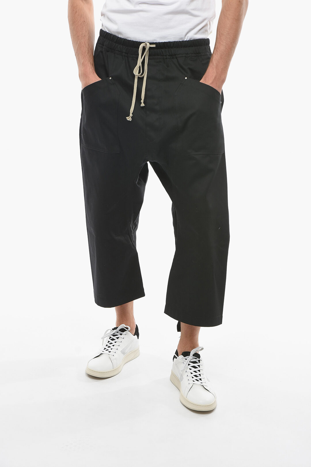 Rick Owens Pantaloni Crop con Coulisse e Tasche con Aletta sul
