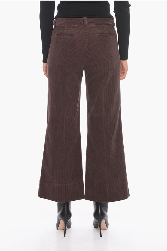 Pantaloni Crop in Corduroy con Gamba Svasata