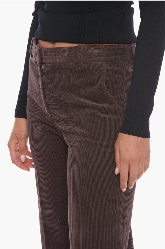 Pantaloni Crop in Corduroy con Gamba Svasata