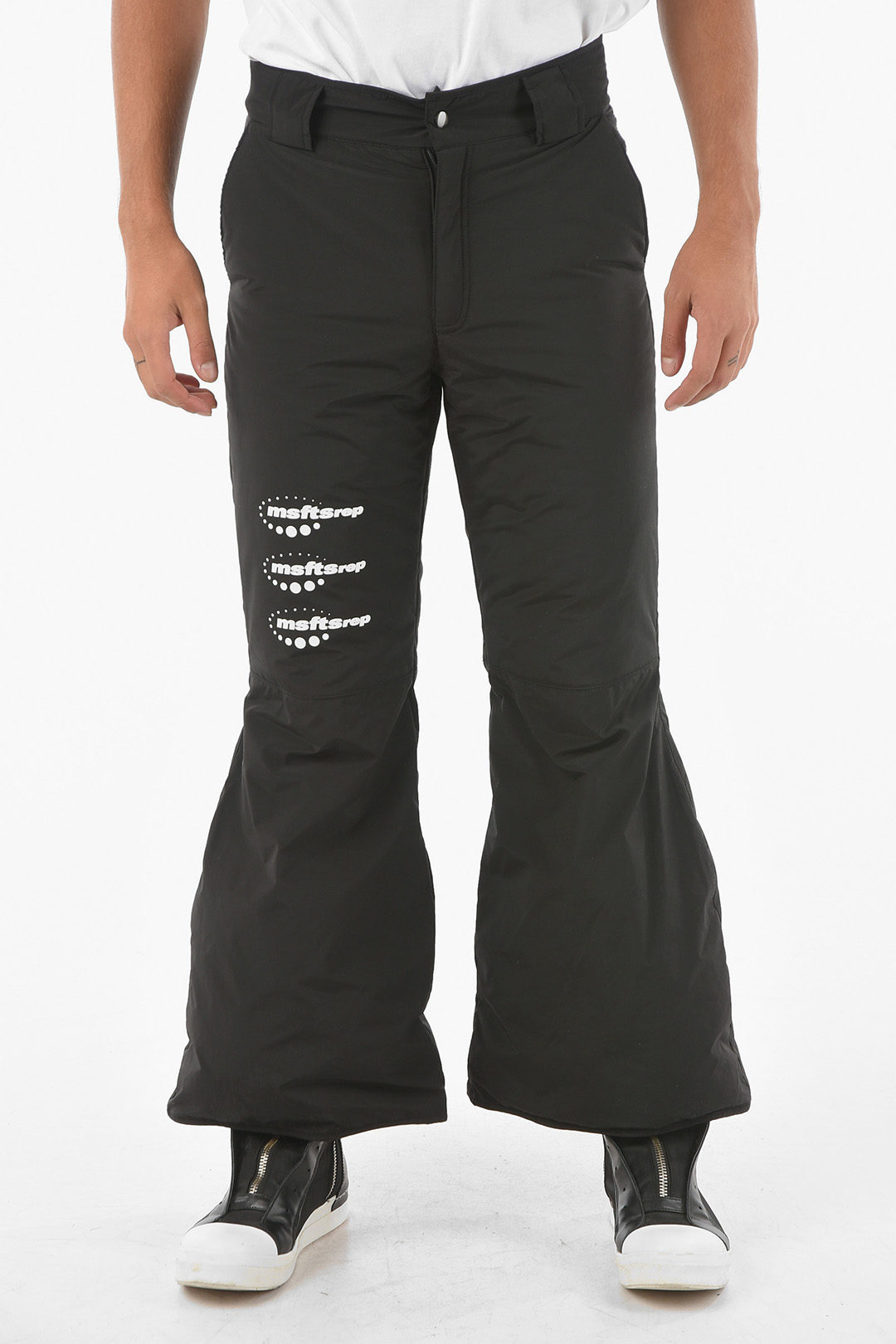 MSFTSrep Pantaloni da Neve Imbottiti a Tinta Unita con Logo a Contrasto uomo  - Glamood Outlet