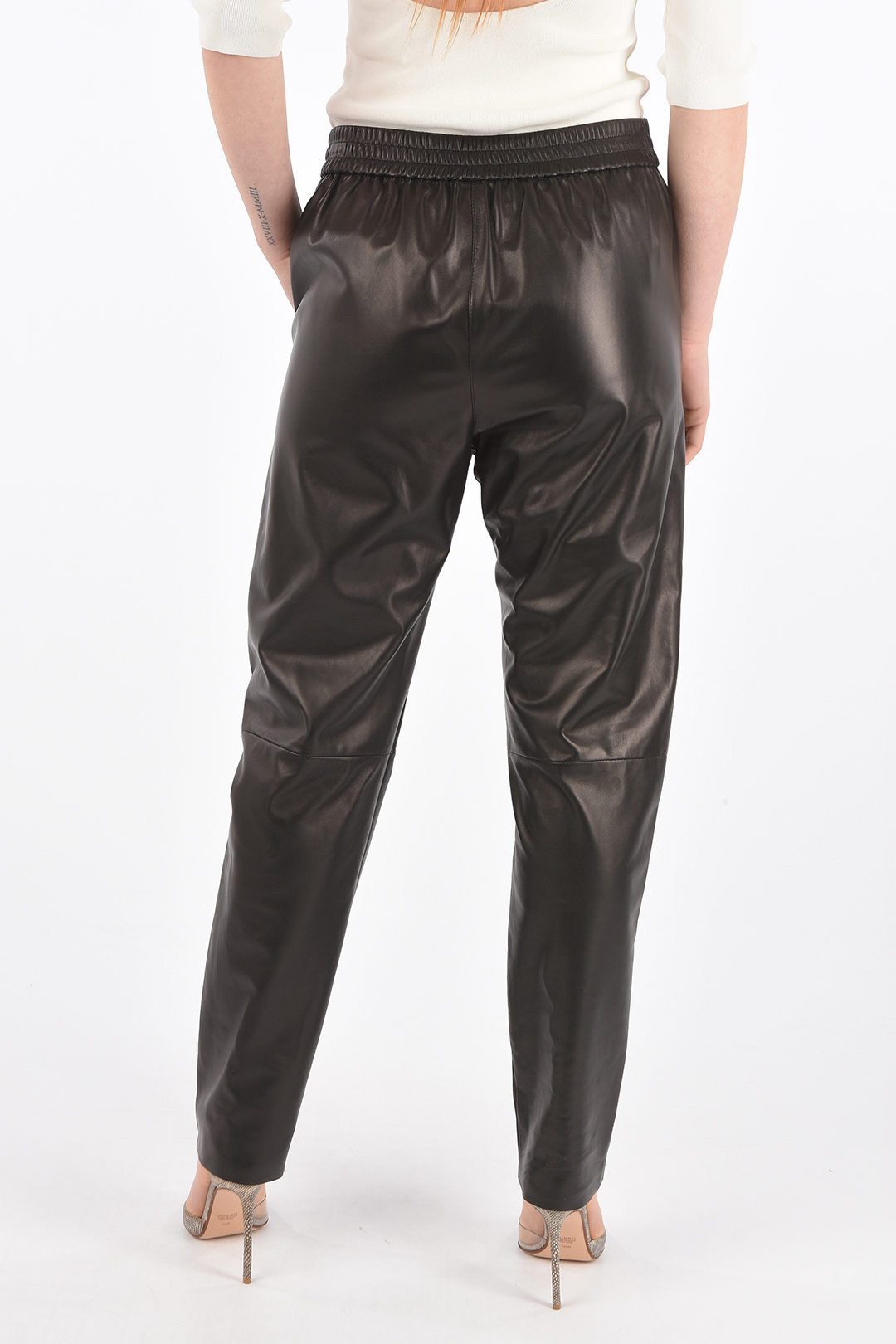 DROMe Pantaloni in Pelle con Elastico in Vita donna - Glamood Outlet