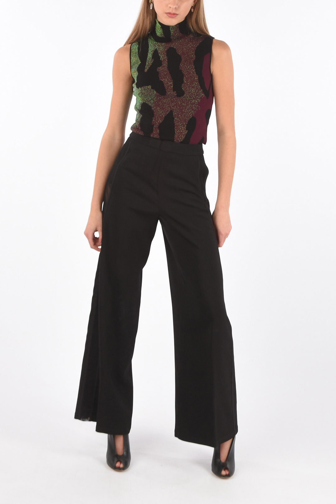 Just Cavalli Pantaloni Palazzo con Zip Posteriore e Bande Laterali in Rete  donna - Glamood Outlet