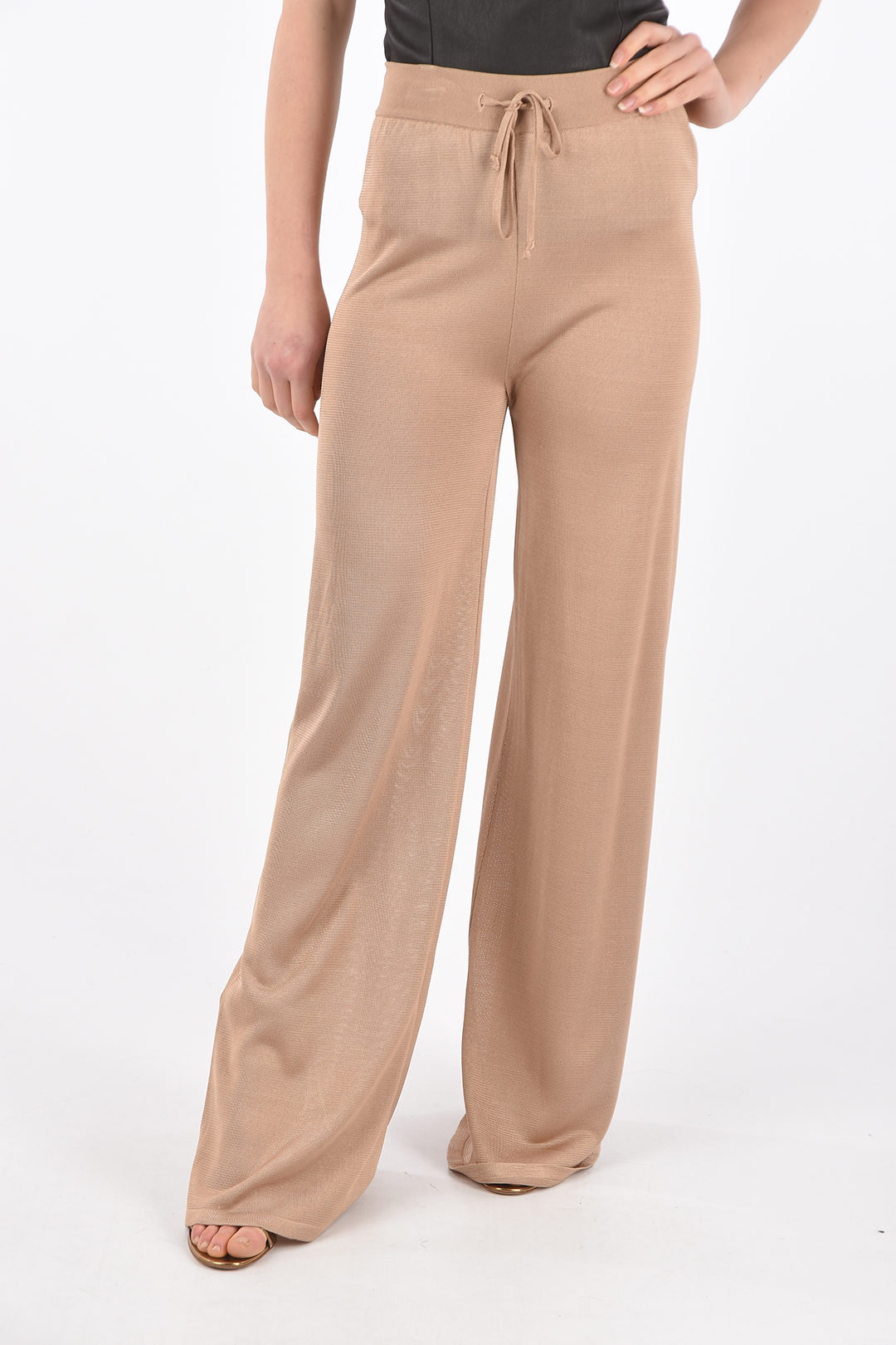 DROMe Pantaloni Palazzo in Jersey con Elastico in Vita e Coulisse donna -  Glamood Outlet