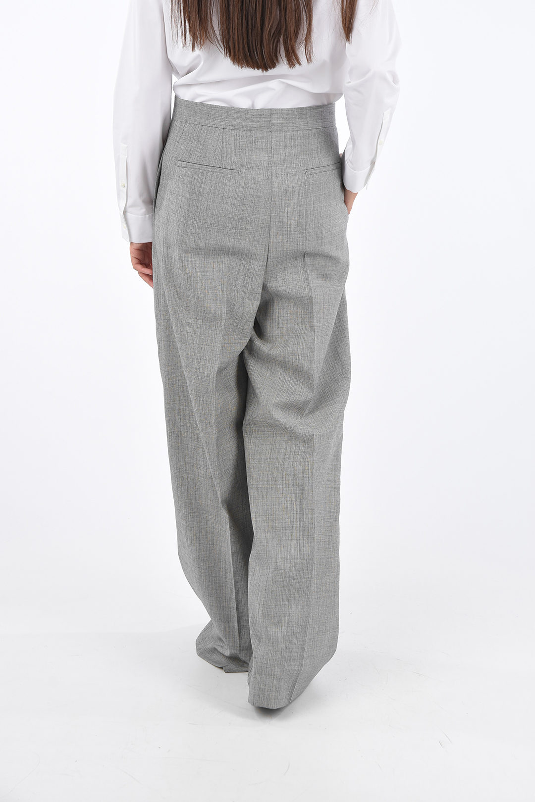 Jil Sander Pantaloni Palazzo LARGO in Lana e Seta donna - Glamood Outlet