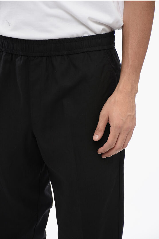 Pantaloni REM in Misto Lino con Elastico in Vita