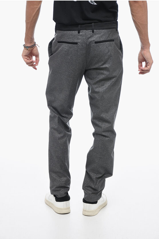 Pantaloni Sartoriali Effetto Glitter con Dettaglio in Satin