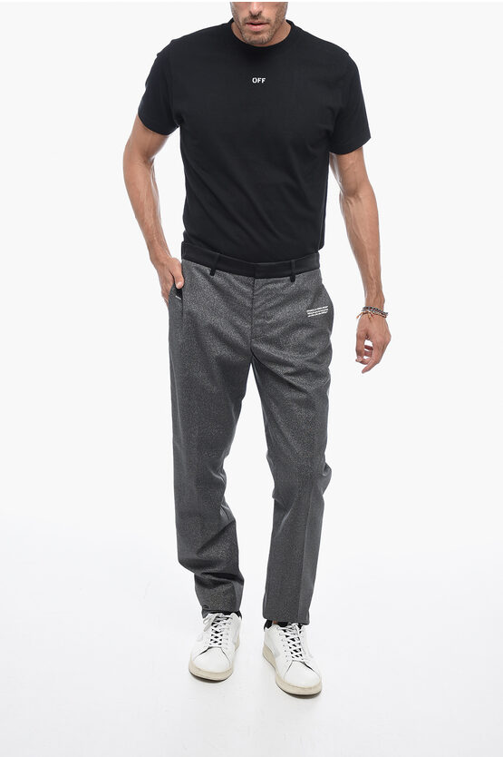 Pantaloni Sartoriali Effetto Glitter con Dettaglio in Satin