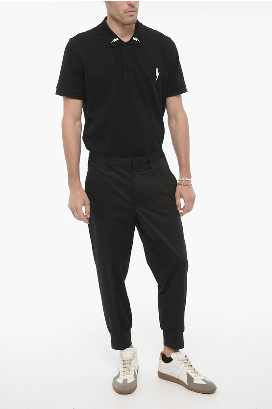 Pantaloni Slim Fit in Cotone Stretch a Vita Bassa