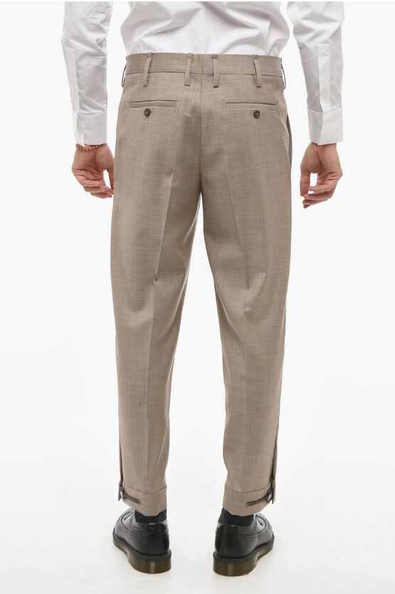 Pantaloni Slim Motivo Hopsack con Applicazione Metallica