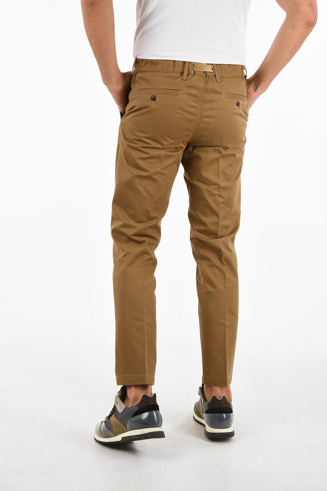 White Sand pants with belt men - Glamood Outlet