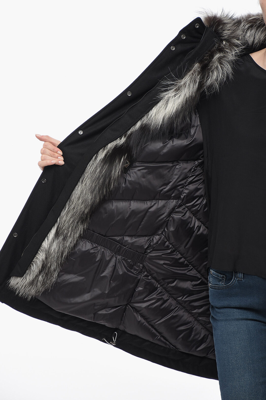 Woolrich Parka MILITARY With Fur Hood women - Glamood Outlet