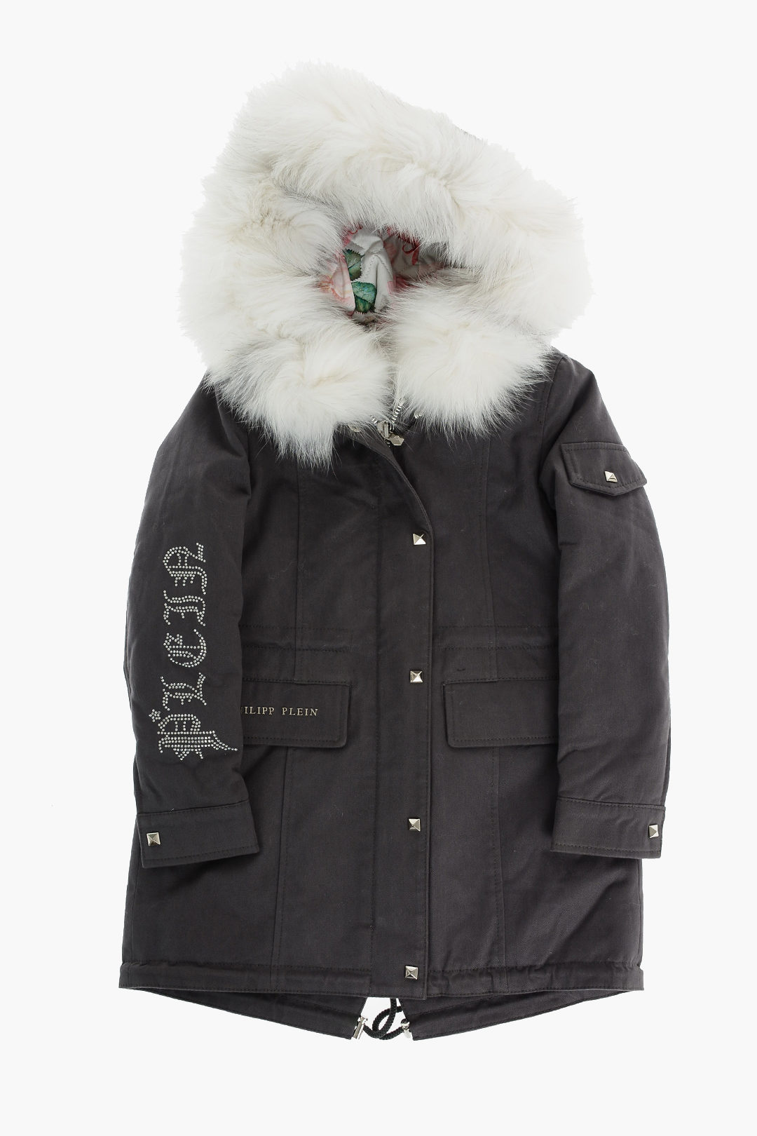 Philipp Plein Parka with removable inner and real fur detail girls -  Glamood Outlet