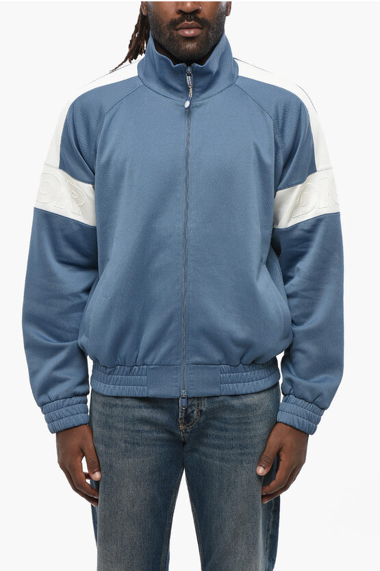 Dior Parley Cotton Blend Sweatshrirt With Contrasting Details In Blue