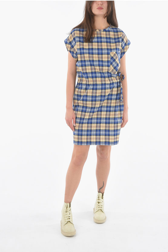Woolrich Patch Breast Pocket Tartan Checked Tunic With Drawstring At In Blue