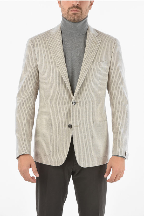 Corneliani Patch Pocket GATE Pinstriped Virgin Wool Blazer men