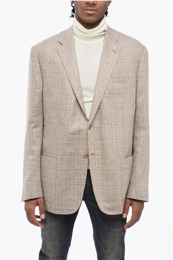 Shop Corneliani Patch Pocket Gate Silk Blazer