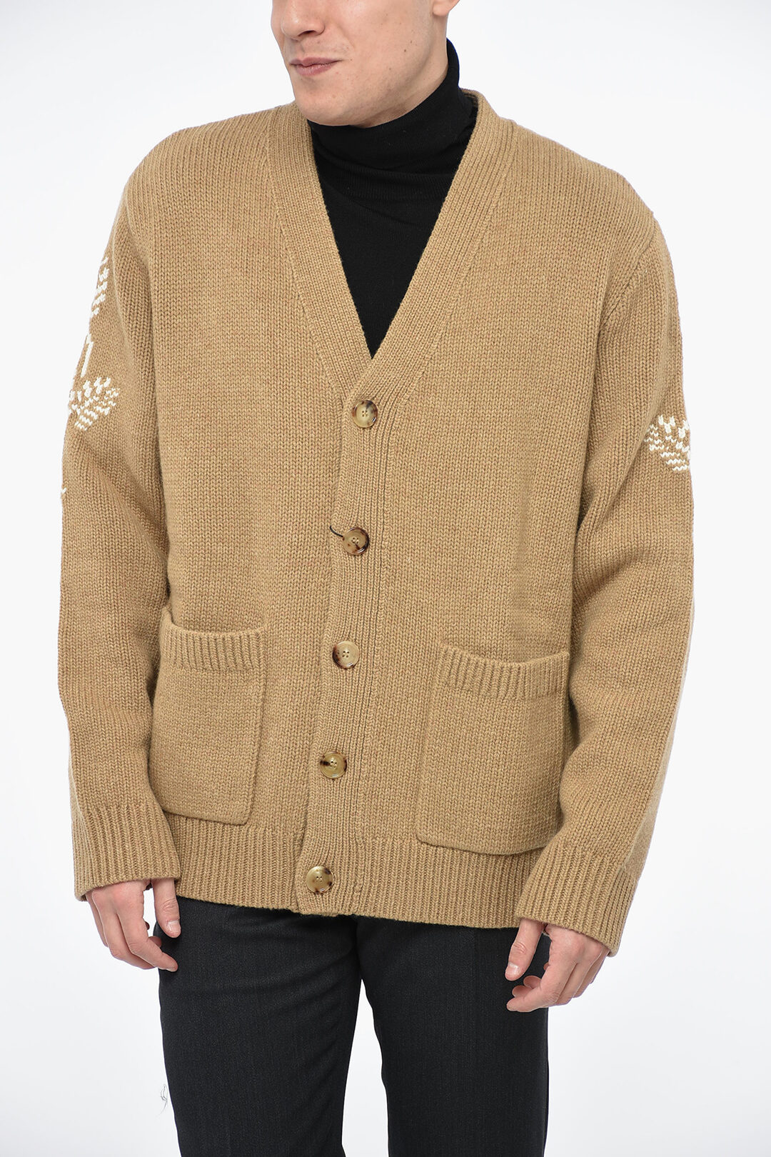 Jacquard wool cardigan