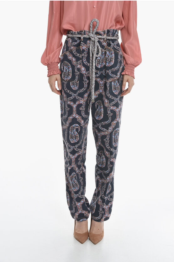 Etro Patch Pocket Regular Fit Pants With Paisley Motif In Brown
