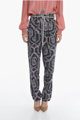 Paisley Trousers With Belt In Relaxed Fit