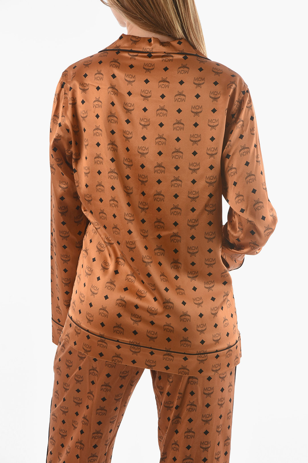 Mcm Monogram-Print Silk-Blend Shirt