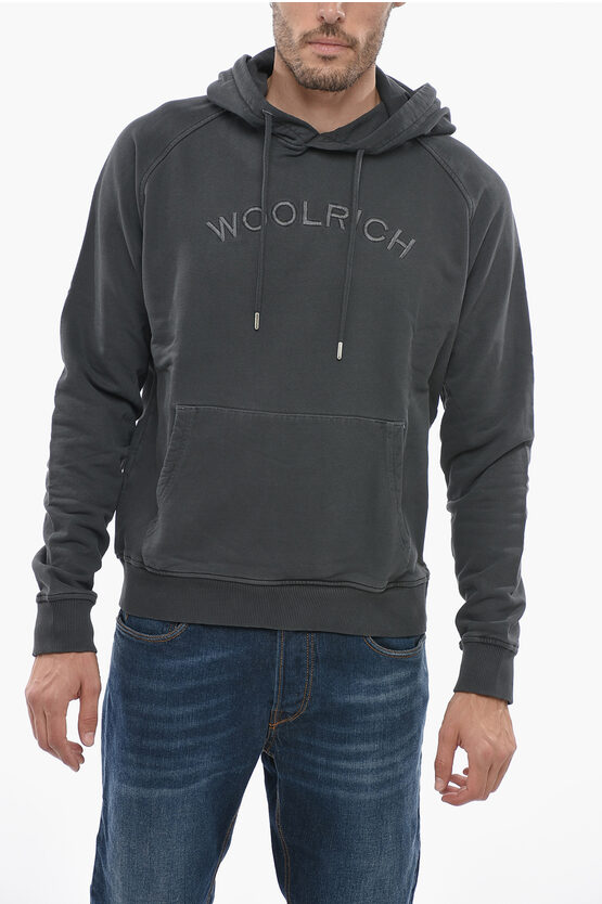 Woolrich Varsity Hoodie Man Sweatshirt Lead Size Xxl Cotton In Grey
