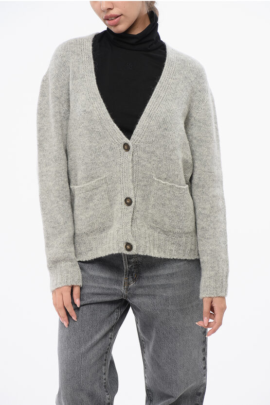Oliver Lattughi Patch Pockets And V-neck Cardigan In Gray