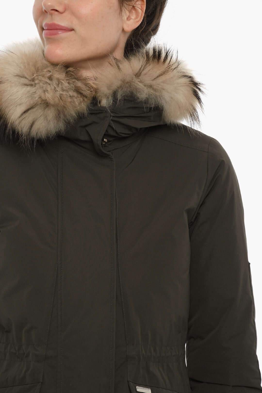 Woolrich Patch Pockets MILITARY Down Jacket with Real Fur women - Glamood  Outlet
