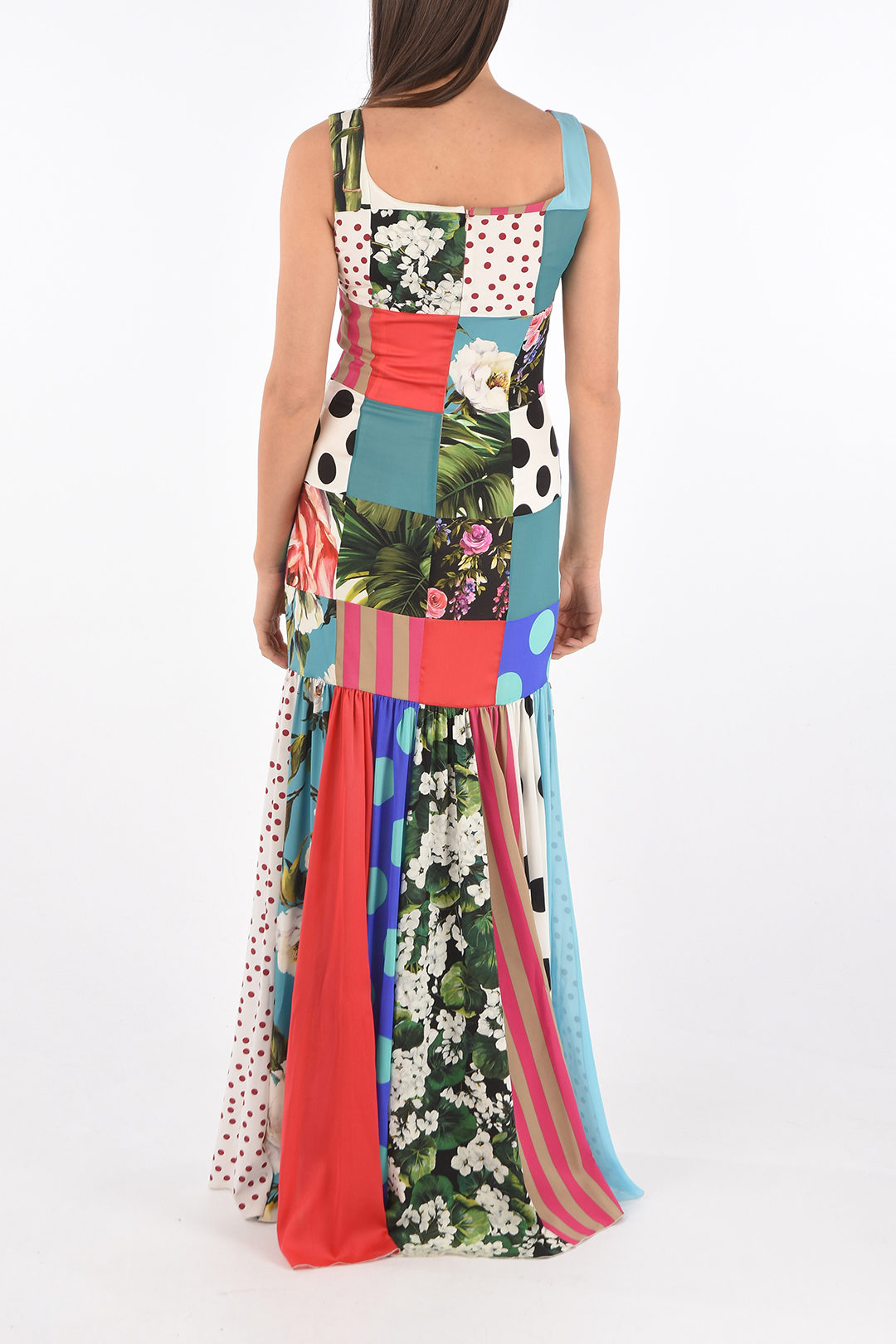 Dolce & Gabbana Patchwork Silk Blend Long Dress women - Glamood Outlet