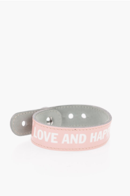 Honey Fucking Dijon Patent And Suede Leather Reversible Bracelet In Pink