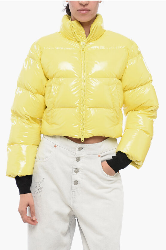 Shop Balenciaga Patent-effect Cropped Down Jacket