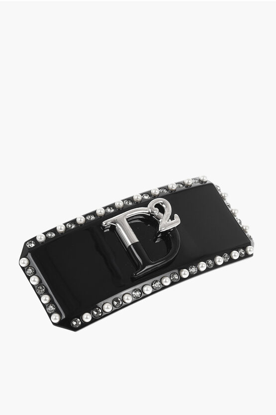 Dsquared2 Patent Hair Clip With Beads And Jewels Grösse Unica