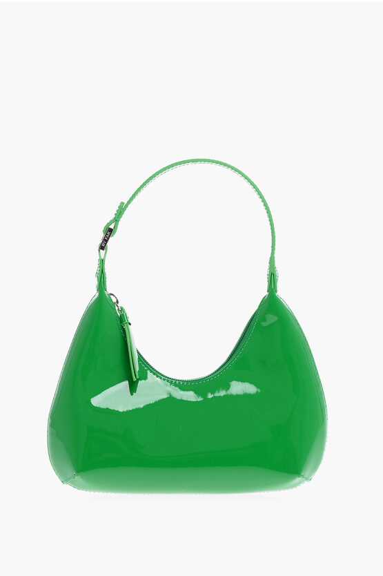 By Far Patent Leather Baby Amber Mini Shoulder Bag In Green