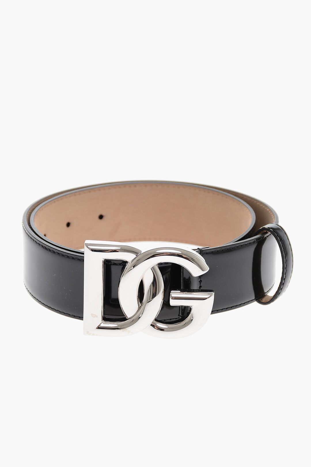 monogram-pattern leather belt