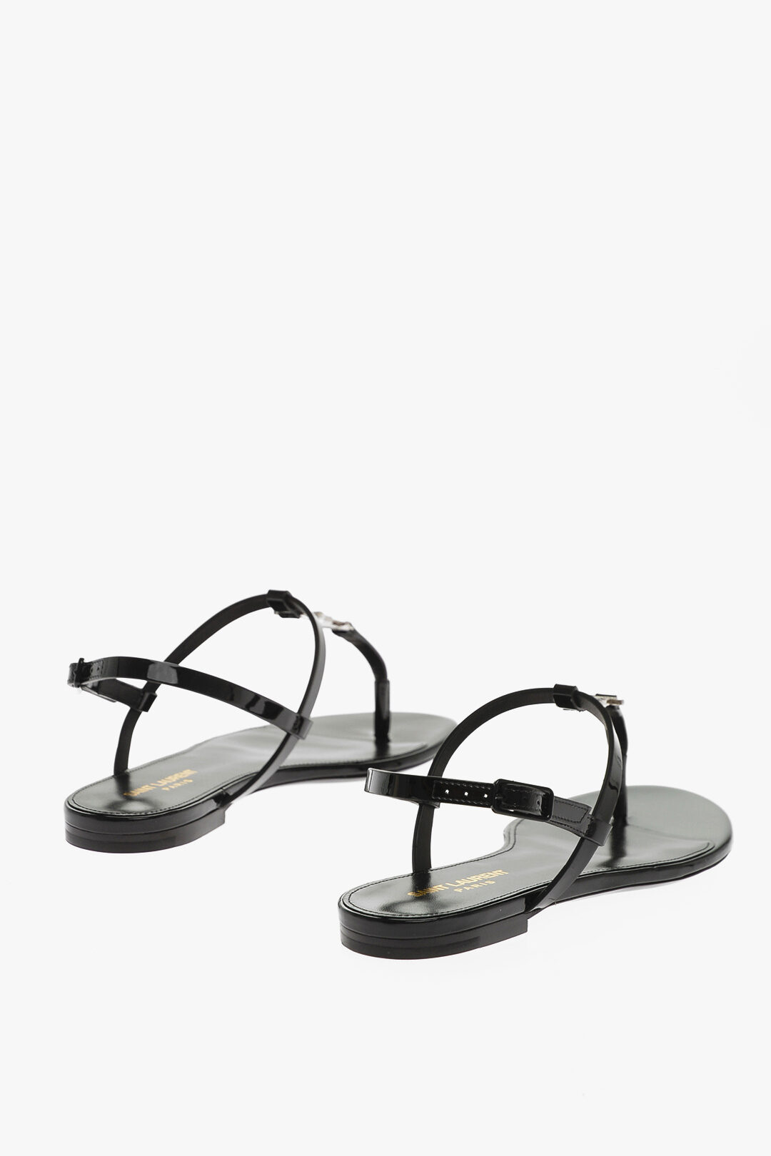 cassandra sandals with black logo in patent leather