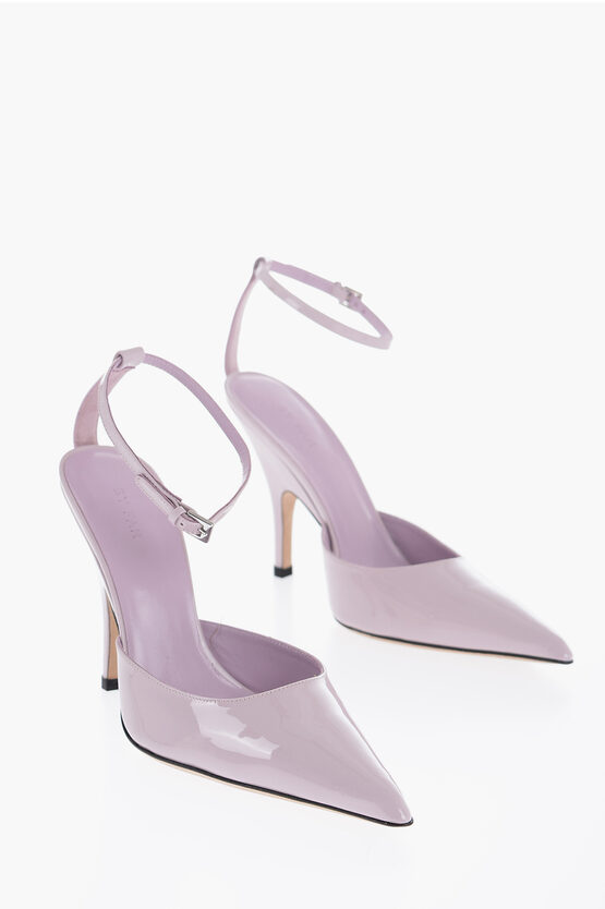 By Far Patent Leather Eliza Dawn Ankle Strap Pumps With Point Toe 1 In Purple