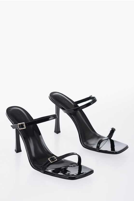 Shop By Far Patent Leather Flick Double Buckle Sandals With Square Toe 9