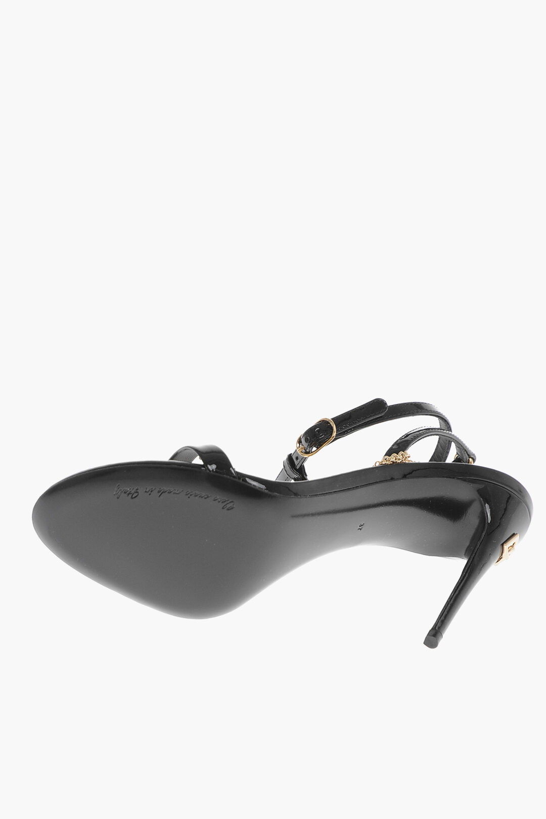 サンダル・ミュール KEIRA PATENT LEATHER SANDALS Keira logo patent leather sandals in black - Dolce Gabbana