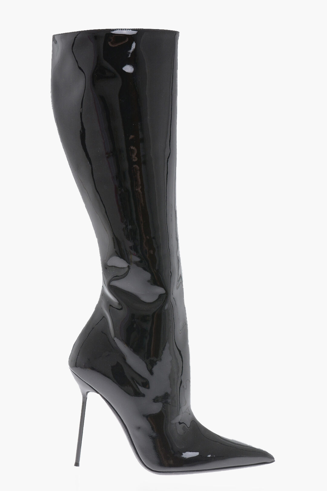 Black patent high boots online